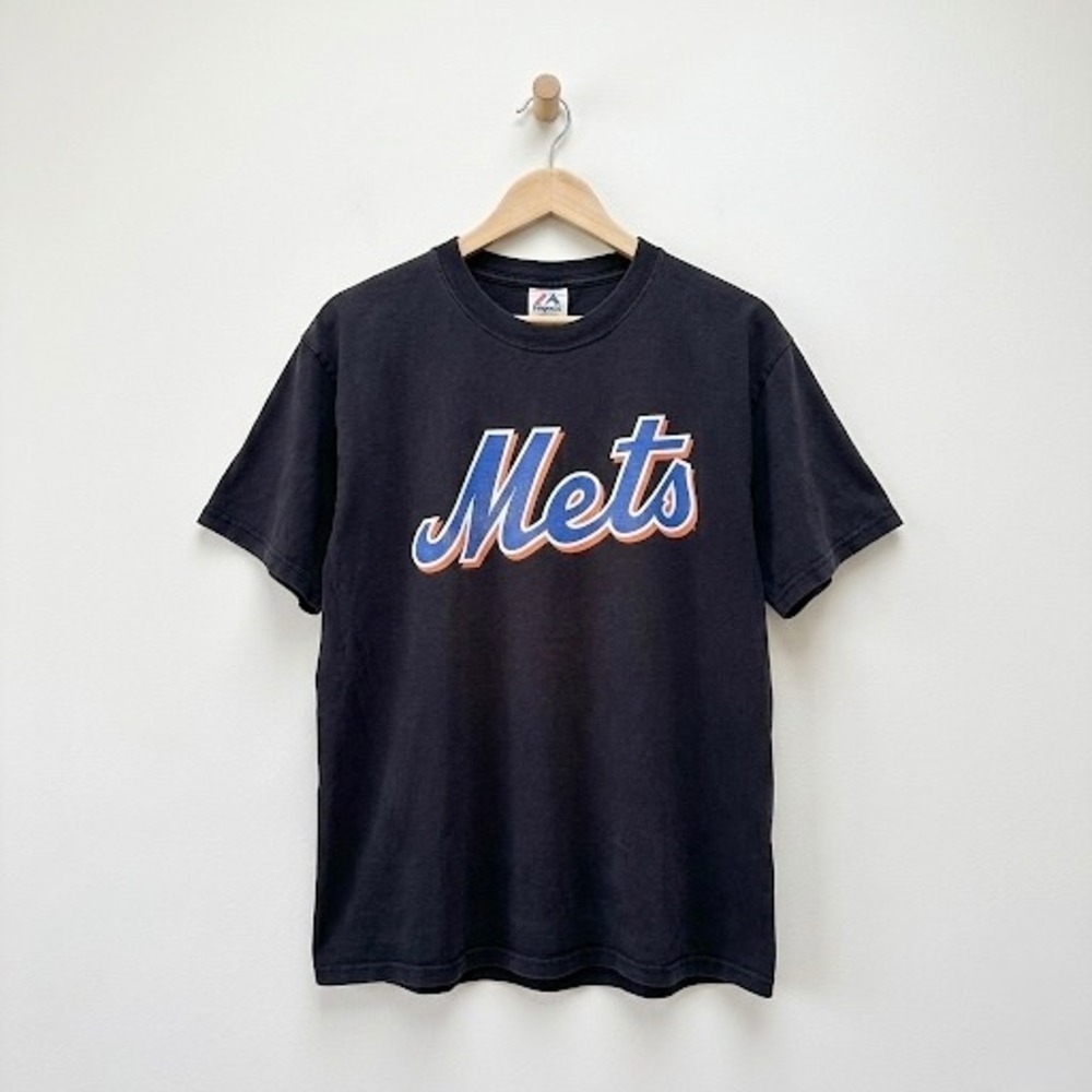 Majestic New York Mets Carlos Delgado 21 Black T-Shirt Mens Large MLB Baseball